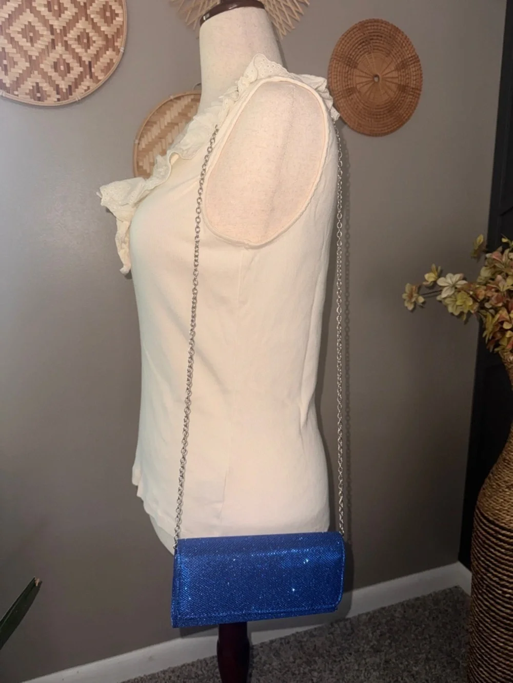 Eye-catching cobalt blue glitter clutch w/ a sleek envelope design Prom wedding